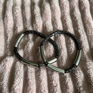 Two stretchy black and silver Bracelets